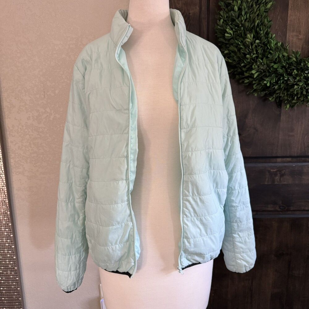 PINK Victoria's Secret Mint Green Quilted Puffer Jacket Full Zip Medium